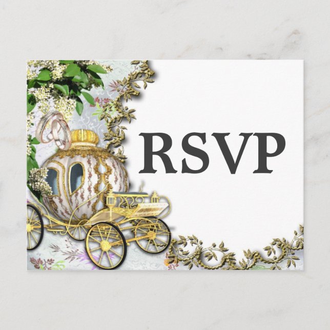 Princesse Carriage thème mariage RSVP carte postal (Devant)