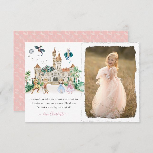 Princesse, Chevalier & Dragons Conte de fée Merci (Devant / Derrière)