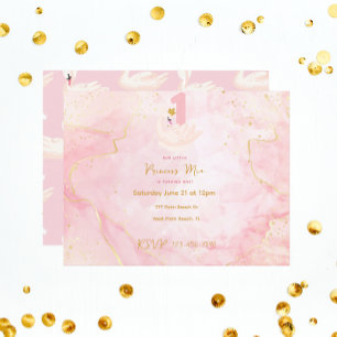 Princesse Cygne Rose & Or Aquarelle 1er Anniversai