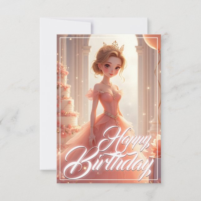 Princesse d'anniversaire dans une robe rose rêveus (Devant)