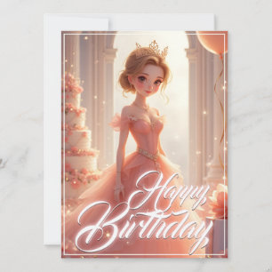 Princesse d'anniversaire dans une robe rose rêveus