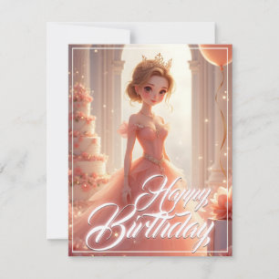 Princesse d'anniversaire dans une robe rose rêveus