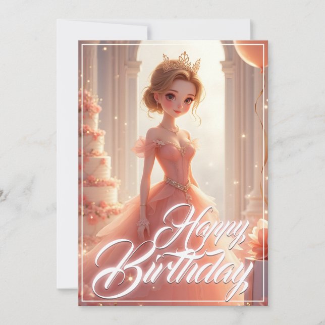 Princesse d'anniversaire dans une robe rose rêveus (Devant)