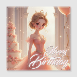 Princesse d'anniversaire dans une robe rose rêveus
