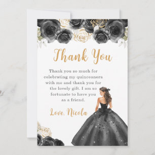 Princesse en robe noire Quinceanera Merci