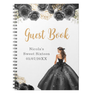 Princesse en Robe Noire Sweet sixteen livre d'hôte