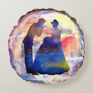 Princesse et le prince Rond coussin lancer