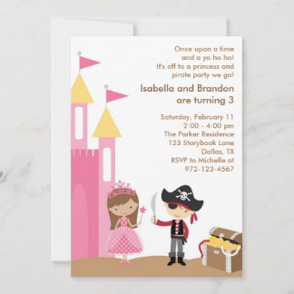Princesse et Pirate Invitation