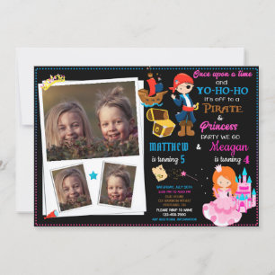 Princesse et Pirate invitation à l'anniversaire De