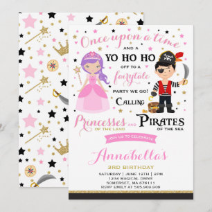 Princesse Et Pirate Invitation Anniversaire