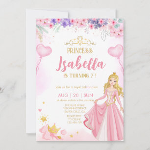 princesse Fille anniversaire Invitation