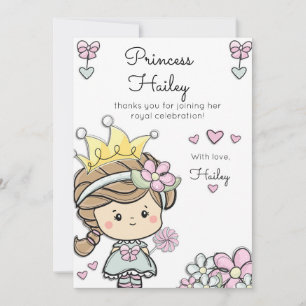 Princesse Fille Premier anniversaire Merci de fête