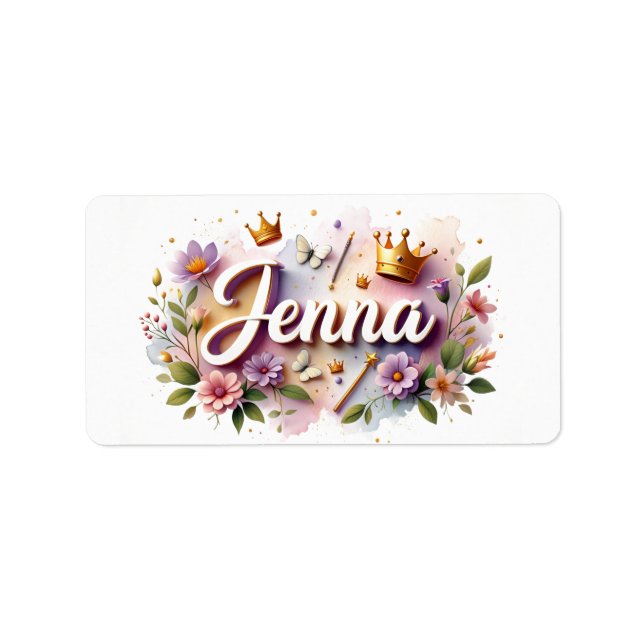 Princesse Floral Nom Étiquettes - Sticker personna (Devant)