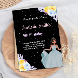 Princesse Florale violette jaune Invitations d'ann
