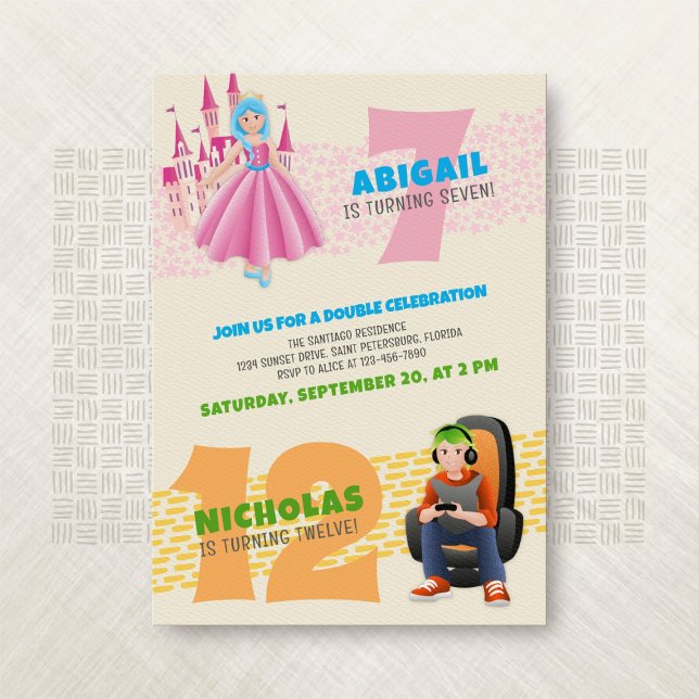 Princesse Gamer Joint Invitation d'anniversaire (Créateur téléchargé)