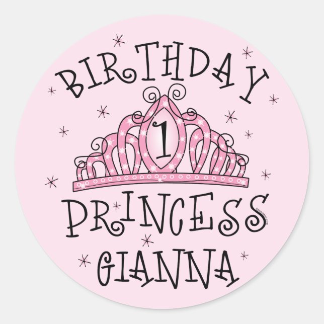 Princesse Gianna Sticker d'anniversaire de diadème (Devant)