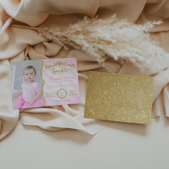 Princesse Invitation Anniversaire Rose & Or (Créateur téléchargé)