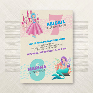 Princesse Mermaid Joint Invitation d'anniversaire