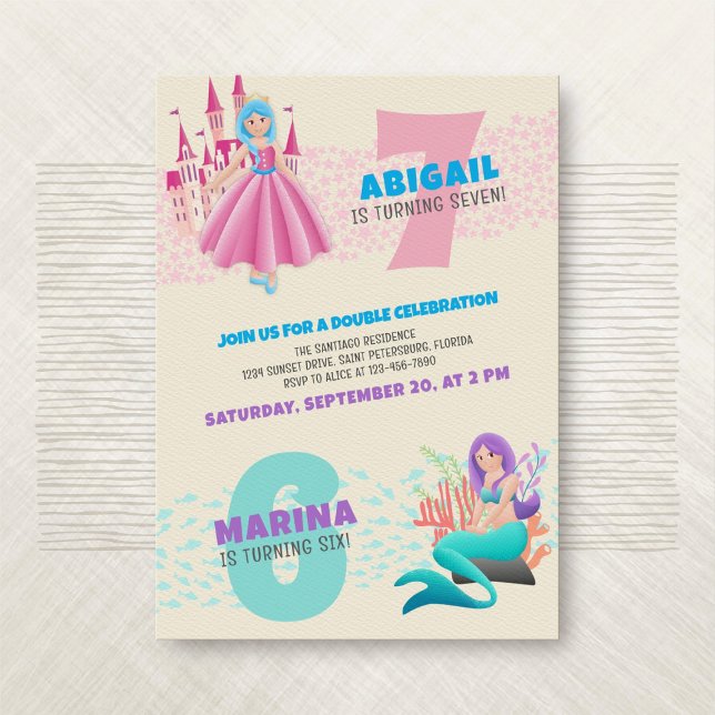 Princesse Mermaid Joint Invitation d'anniversaire (Créateur téléchargé)