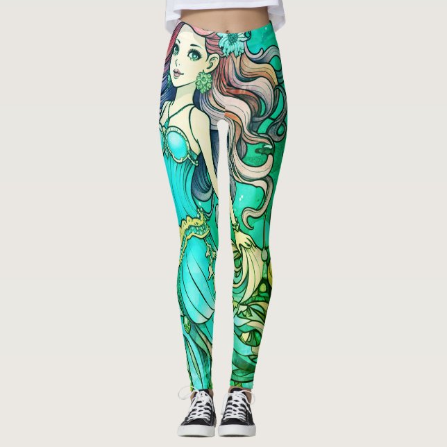 Princesse Mermaid Steampunk Verte Pantalon Collant (Devant)