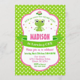 Princesse mignonne Invitation de grenouille pour
