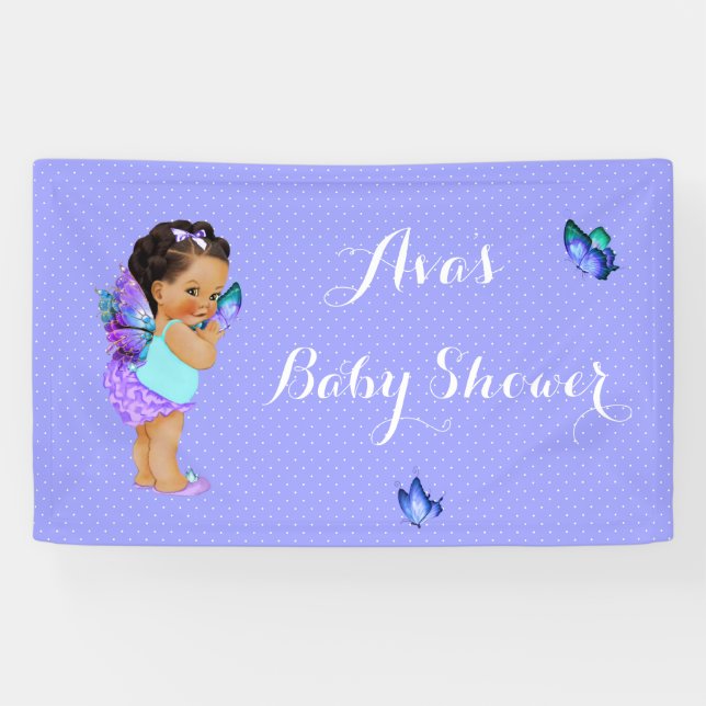 Princesse Papillon Bébé Fille Bannière Lavande Vio (Horizontal)