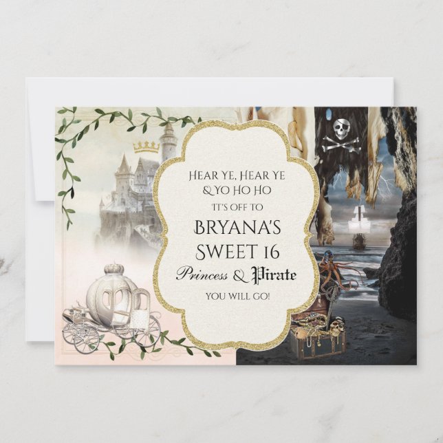 Princesse & Pirate Elegance Party Invitations (Devant)