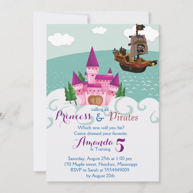 Princesse Pirate Invitation (Devant)