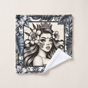 Princesse Polynésienne Fleurs Bleues Tribal