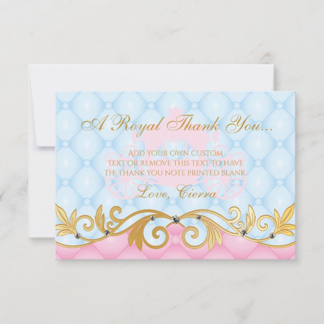 Princesse rose, cartes élégantes de Merci (Devant)