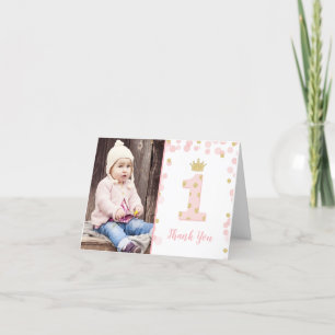Princesse rose et or 1er Carte de remerciements d'