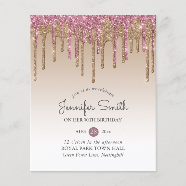 Princesse ROSE ROSE OR Parties scintillant à goutt (Devant)