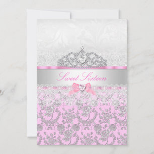 Princesse Rose Tiara & Lace Sweet 16 Invitation