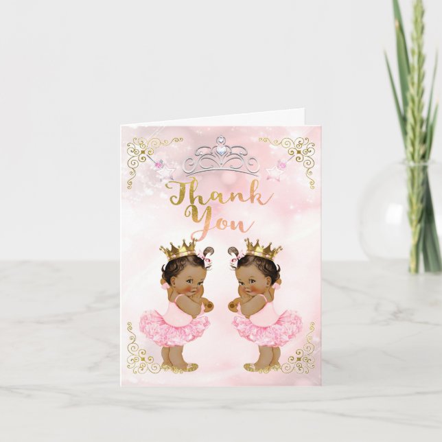 Princesse rose Vintage bébé fille jumeaux Merci (Devant)