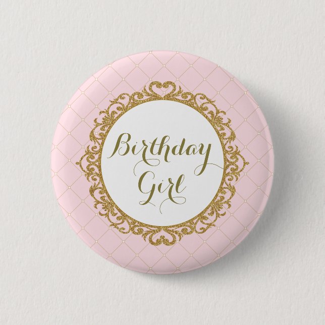 Princesse royale Birthday Girl Round Badge d'or (Devant)