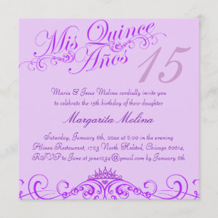 Princesse Tiara Purple Quinceanera Invitation