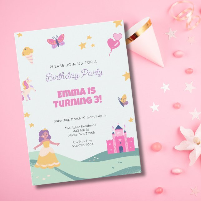 Princesse Unicorn Invitation de fête d'anniversair (Créateur téléchargé)