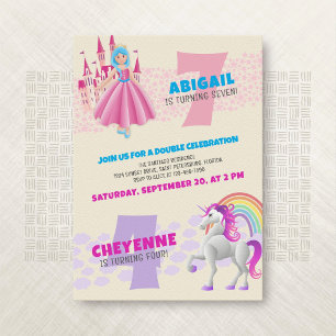Princesse Unicorn Joint Double Invitation