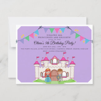 Princesses et Chevaliers Invitations de fête d'ann