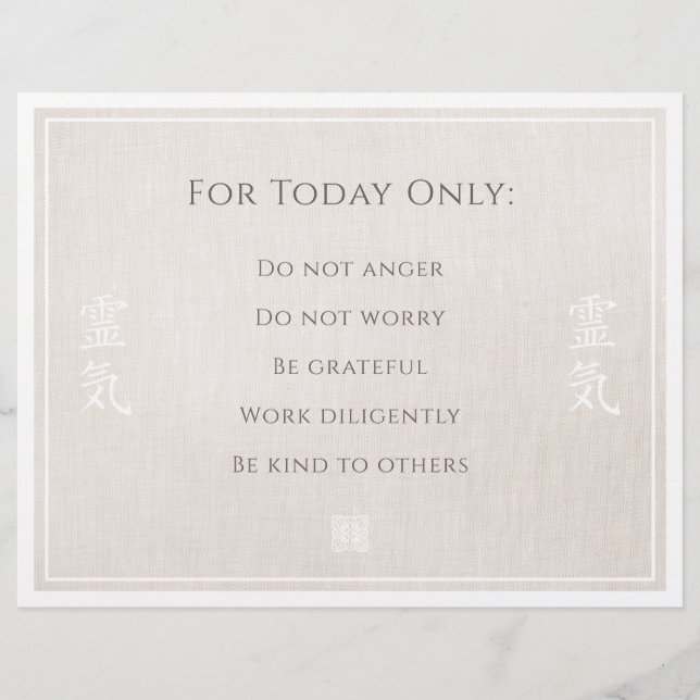 Principes de Reiki, préceptes (Devant)