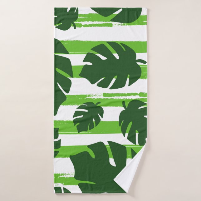Print summer exotic jungle plant tropical palm lea (Serviette de bain)