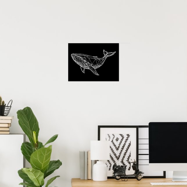 Print, Value Poster Paper Modern Geometric Whale (Bureau à domicile)