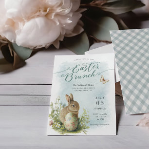 Printemps Aquarelle Bunny Pâques Brunch Invitation