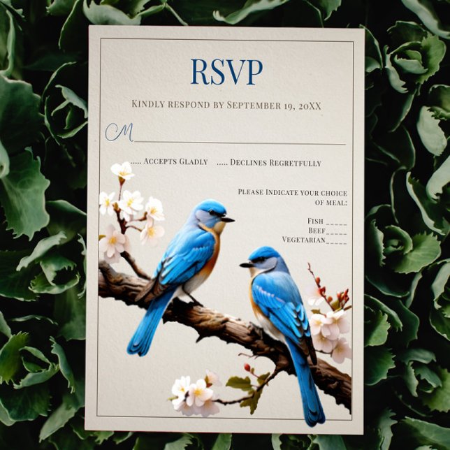 Printemps Bluebirds Mariage RSVP (Spring Bluebirds Wedding RSVP)