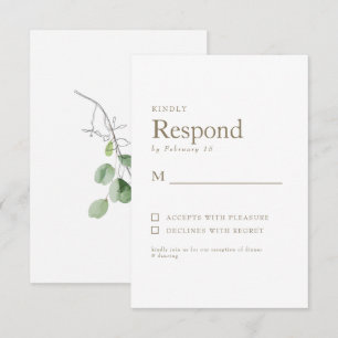 Printemps Botanique Blanc Or Texte Mariage RSVP