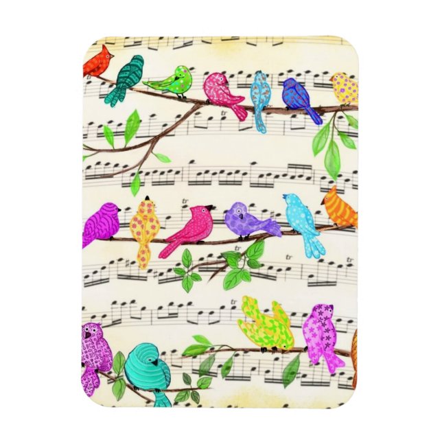 Printemps Colorful Musical Birds Magnet Cadeau (Vertical)