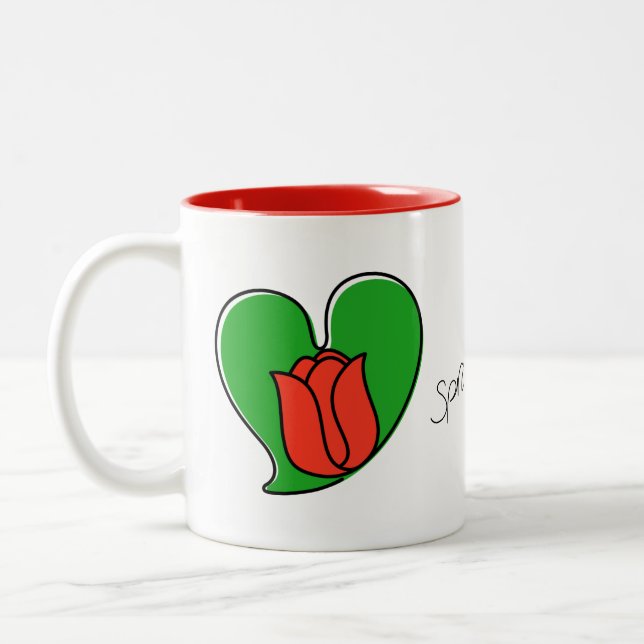Printemps dans l'amour - Tulipes rouges Mug de caf (Gauche)