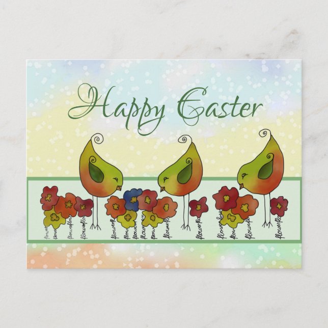 Printemps de papier Carte postale de Pâques (Devant)