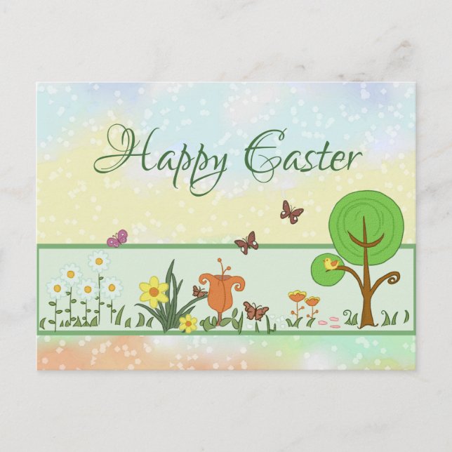 Printemps de papier Carte postale de Pâques (Devant)