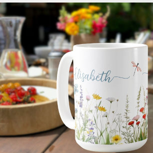 Printemps Été Fleur sauvage Nom du script Mug